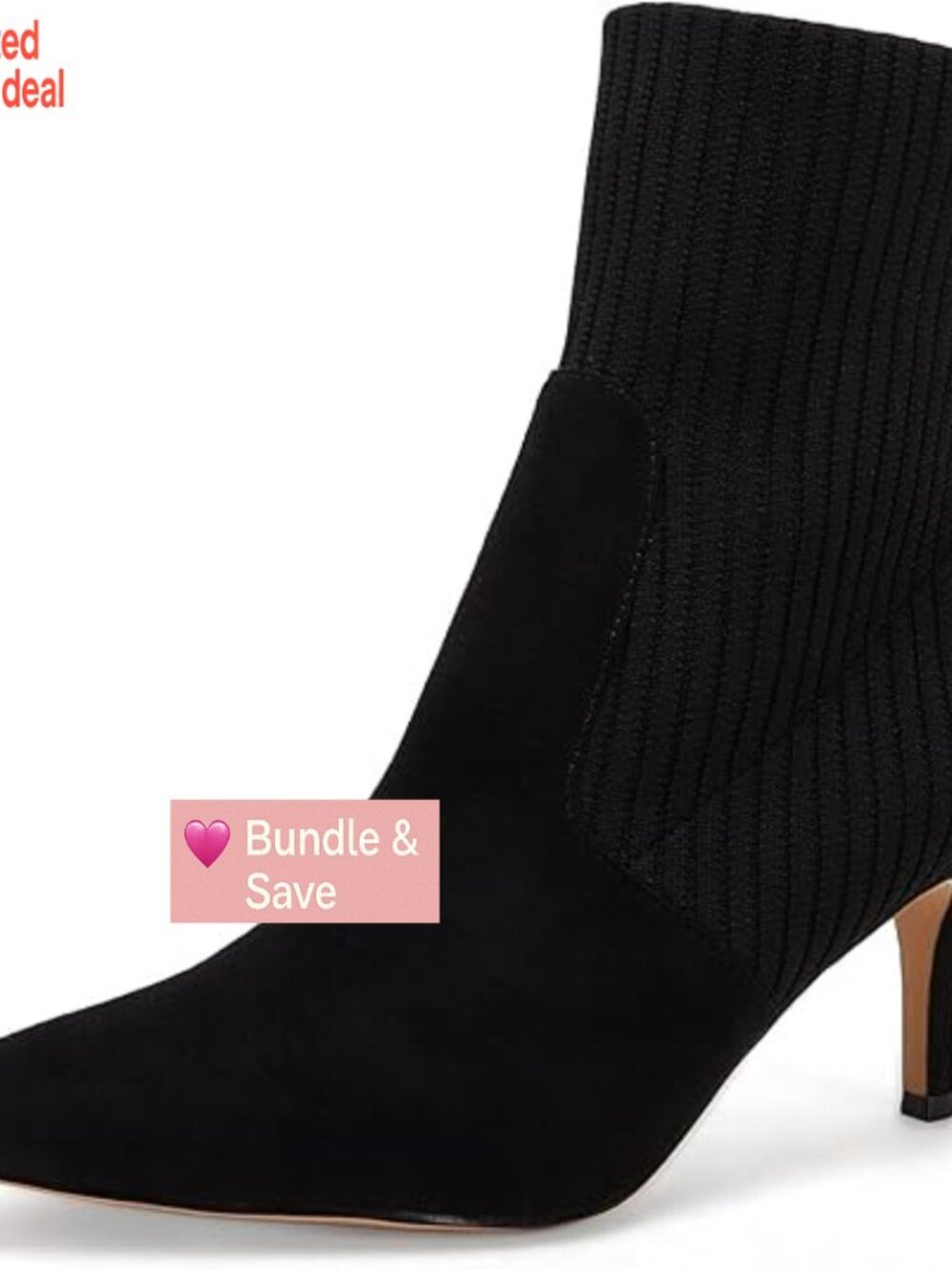 Women's Pointed Toe Ankle Boots Stiletto Kitten Heel Knit Faux Suede Winter